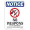 Signmission OSHA Notice Sign, 24" Height, Rigid Plastic, No Weapons By City Sign With Symbol, Portrait OS-NS-P-1824-V-15038 - alternate 1